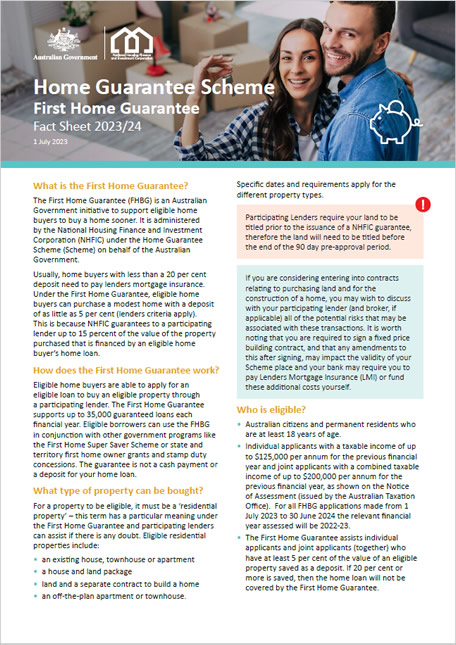 Home Guarantee Scheme - First Home Guarantee - Fact Sheet