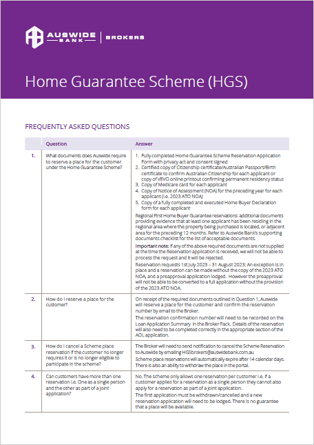 Home Guarantee Scheme - Frequently Asked Questions