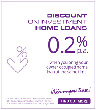 Discount on investment loans - 0.2% p.a. when you bring your owner occupied home loan at the same time.